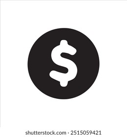  Arte de la silueta del icono del Vector del dólar, icono del dinero del dólar, Ilustración vectorial de la muestra del dólar, Ilustración vectorial del símbolo del dólar