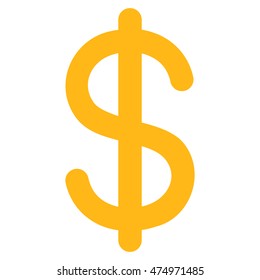 Dollar vector icon. Style is outline flat icon symbol, yellow color, white background.