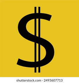 Dollar vector icon. Yellow background