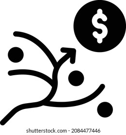 ilustración vectorial en dólares aislada en un fondo transparente. iconos vectoriales de glifo para el concepto o gráficos web.