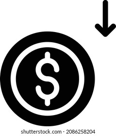 ilustración vectorial en dólares aislada en un fondo transparente. iconos vectoriales de glifo para el concepto o gráficos web.