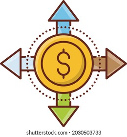 Dollar-Vektorgrafik auf transparentem Hintergrund. Symbole in Premium-Qualität. Vector Line Flaches Farbsymbol für Konzept und Grafikdesign.