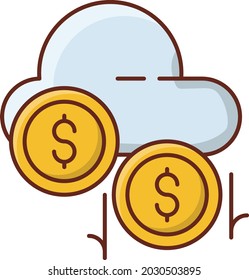 dollar Vector illustration on a transparent background. Premium quality symbols. Vector Line Flat color  icon for concept and graphic design.