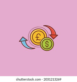 dollar Vector illustration on a transparent background. Premium quality symbols. Vector Line Flat color  icon for concept and graphic design.