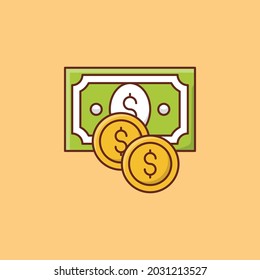 dollar Vector illustration on a transparent background. Premium quality symbols. Vector Line Flat color  icon for concept and graphic design.