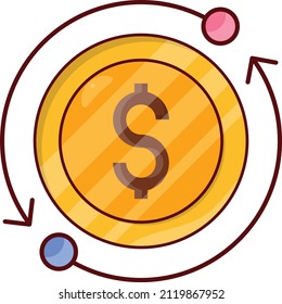 dollar Vector illustration on a transparent background. Premium quality symmbols. Vector line flat icons for concept and graphic design. 