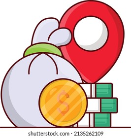 dollar Vector illustration on a transparent background. Premium quality symmbols. Vector line flat icons for concept and graphic design. 