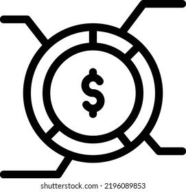 Ilustración del vector del dólar sobre un fondo transparente. Símbolos de calidad superior. Iconos vectoriales de línea delgada para el diseño de conceptos y gráficos.