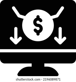 Ilustración del vector del dólar sobre un fondo transparente. Símbolos de calidad superior. Iconos vectoriales de glifos para diseño de conceptos y gráficos. 
