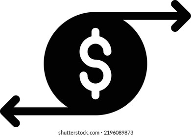 Ilustración del vector del dólar sobre un fondo transparente. Símbolos de calidad superior. Iconos vectoriales de glifos para diseño de conceptos y gráficos. 

