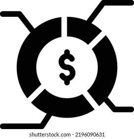 Ilustración del vector del dólar sobre un fondo transparente. Símbolos de calidad superior. Iconos vectoriales de glifos para diseño de conceptos y gráficos. 
