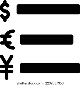 ilustración de dólar vector en un fondo transparente. Símbolos de calidad superior. Iconos vectoriales de glifos para diseño de conceptos y gráficos.