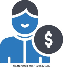 Ilustración del vector del dólar sobre un fondo transparente. Símbolos de calidad superior. Iconos vectoriales de glifos para diseño de conceptos y gráficos. 
