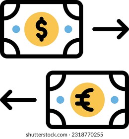 Dollar-Vektorgrafik auf transparentem Hintergrund. Hochwertige Symbole. Zeilenfarbige Vektorsymbole für Konzept und Grafikdesign.