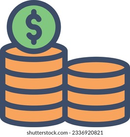 dólar Ilustración vectorial en un fondo transparente.Símbolos de calidad premium.Icono vectorial de trazo para el concepto y el diseño gráfico. 
