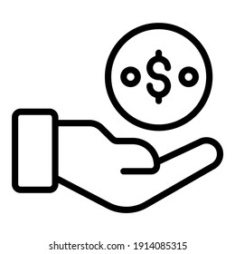 icono de línea vectorial de dólar, icono de compra y venta de descuento.