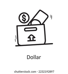 Ilustración de diseño de iconos del contorno vectorial del dólar. Símbolo de negocio sobre archivo EPS 10 de fondo blanco