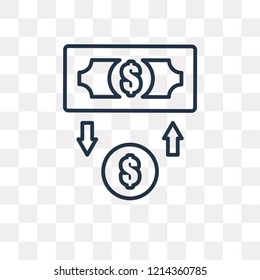 Dollar vector outline icon isolated on transparent background, high quality linear Dollar transparency concept can be used web and mobile