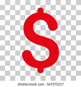 Dollar vector pictogram. Illustration style is flat iconic red symbol on a transparent background.