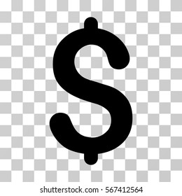 Dollar vector pictogram. Illustration style is flat iconic black symbol on a transparent background.