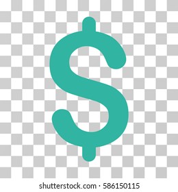 Dollar vector pictogram. Illustration style is flat iconic cyan symbol on a transparent background.