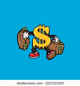 caricatura de alga nug de vectores de dólar de fumar