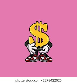 dollar vector smoking joint hold nug weed cartoon