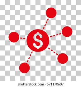Dollar Virtual Links icon. Vector illustration style is flat iconic symbol, red color, transparent background. Designed for web and software interfaces.