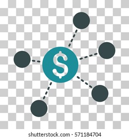 Dollar Virtual Links icon. Vector illustration style is flat iconic bicolor symbol, soft blue colors, transparent background. Designed for web and software interfaces.