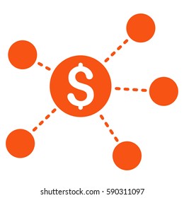 Dollar Virtual Links vector icon. Flat orange symbol. Pictogram is isolated on a white background. Designed for web and software interfaces.