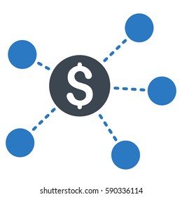 Dollar Virtual Links vector icon. Flat bicolor smooth blue symbol. Pictogram is isolated on a white background. Designed for web and software interfaces.