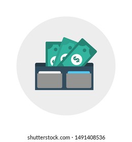 dollar wallet glyph flat vector icon