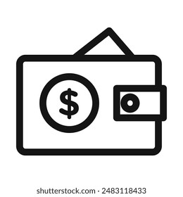 Icono de billetera de dólar en estilo relleno