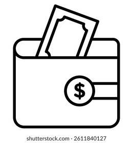 Dollar wallet icon Simple outline vector logo