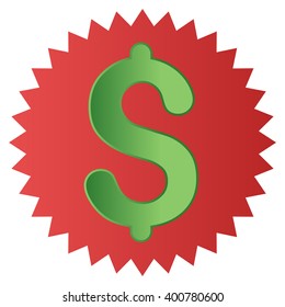 Dollar Warranty Stamp vector toolbar icon for software design. Style is a gradient icon symbol on a white background.