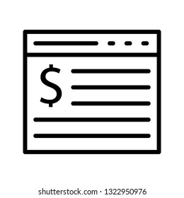 dollar web page line icon