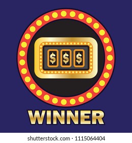 dollar winner jackpot in golden slot machine. vector illustration