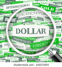 DOLLAR. Wortwolke Concept Illustration. 