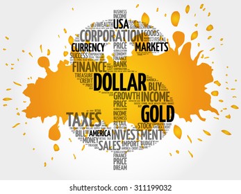 Dollar word cloud sign, business concept