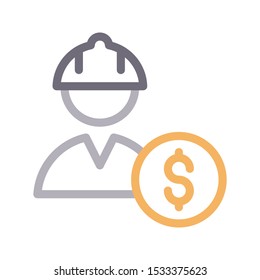 dollar worker color line vector icon