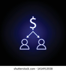 dollar workers arrows icon in neon style. Element of finance illustration. Signs and symbols icon can be used for web, logo, mobile app, UI, UX