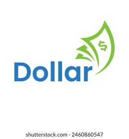 Dollar writing logo with additional image of dollar banknotes. Can be used for banking, finance and insurance companies.