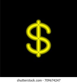 Dollar yellow glowing neon ui ux icon. Glowing sign logo vector