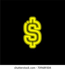 Dollar yellow glowing neon ui ux icon. Glowing sign logo vector