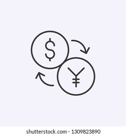 Dollar and Yen conversion icon isolated on background. Exchange symbol modern, simple, vector, icon for website design, mobile app, ui. Vector Illustration