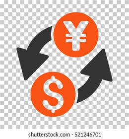 Dollar Yen Exchange icon. Vector pictogram style is a flat symbol, color, chess transparent background. Designed for software and web interface toolbars and menus.