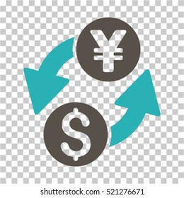 Dollar Yen Exchange icon. Vector pictograph style is a flat symbol, color, chess transparent background. Designed for software and web interface toolbars and menus.