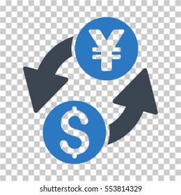 Dollar Yen Exchange icon. Vector pictograph style is a flat symbol, color, chess transparent background. Designed for software and web interface toolbars and menus.