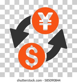 Dollar Yen Exchange icon. Vector illustration style is flat iconic bicolor symbol, orange and gray colors, transparent background. Designed for web and software interfaces.