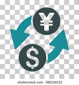 Dollar Yen Exchange icon. Vector illustration style is flat iconic bicolor symbol, soft blue colors, transparent background. Designed for web and software interfaces.